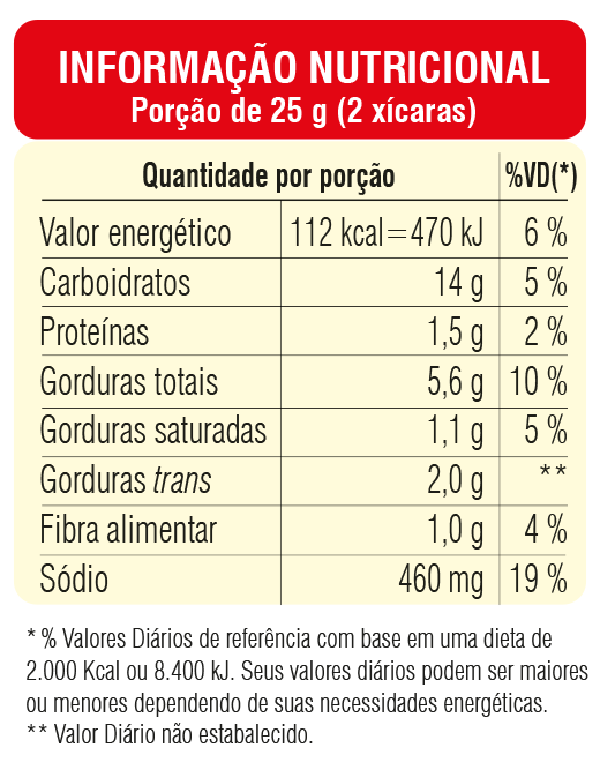 tabela nutricional